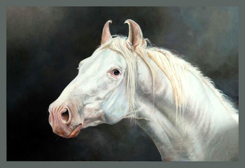 White Horse Head — Dramatic, Painting