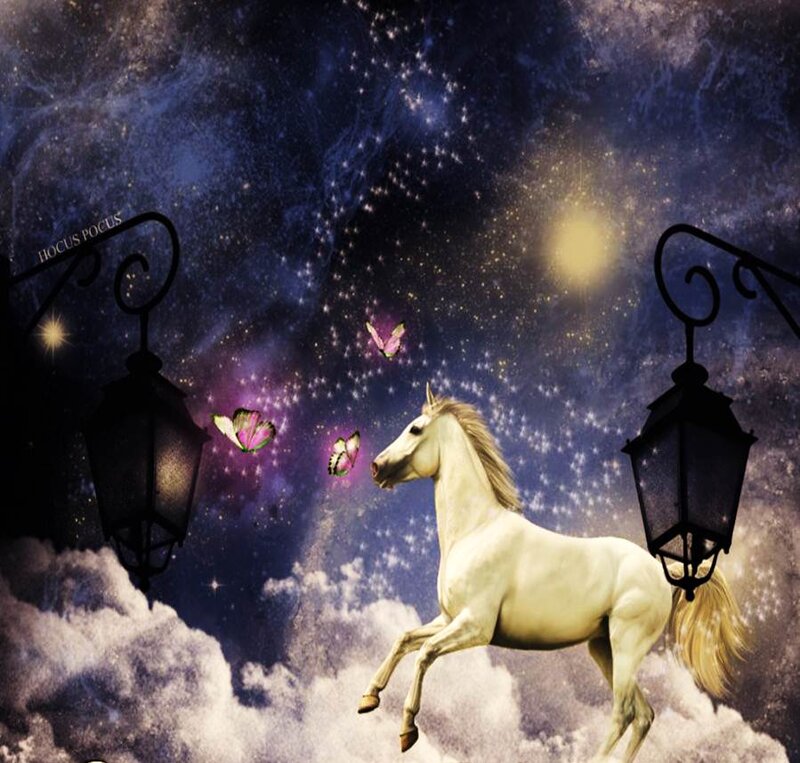 White Horse in Clouds — Purple