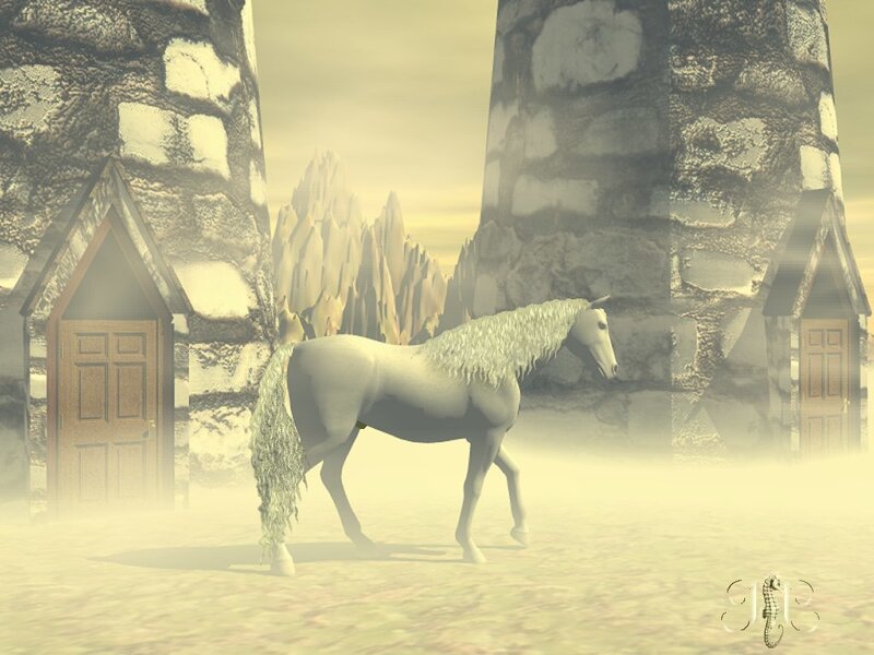 White Horse in Fog — Yellow