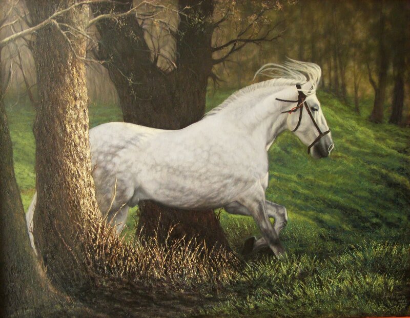 White Horse in Forest — Serene
