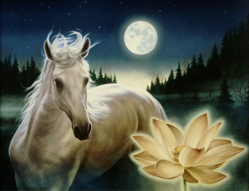 White Horse in Moonlight