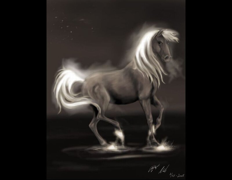 White Horse in Motion — Black