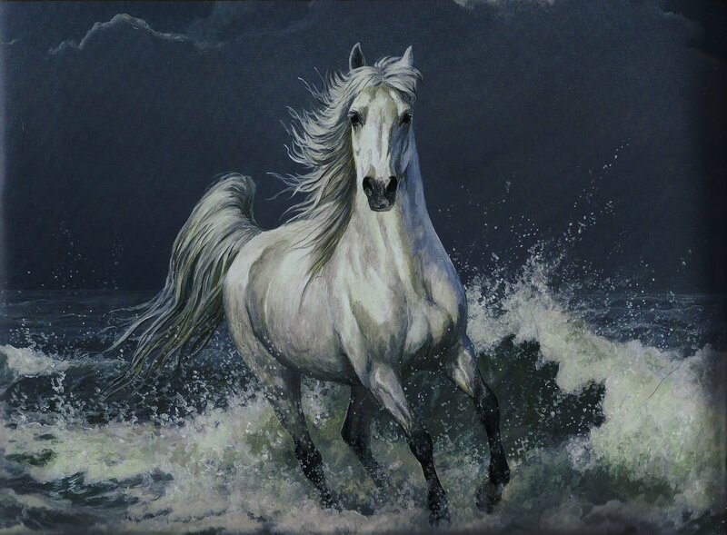 White Horse in Water — Dramatic