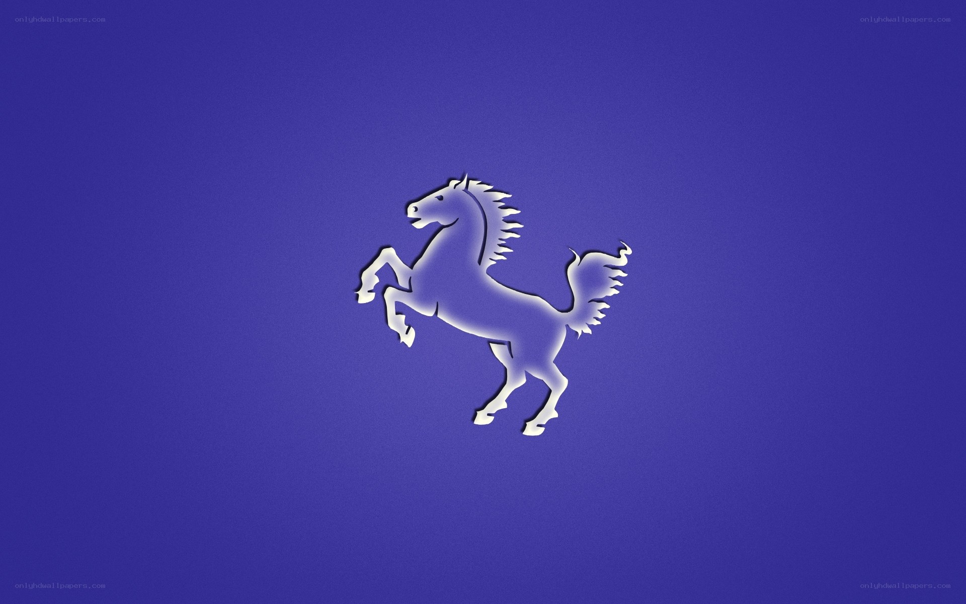 white horse logo on blue