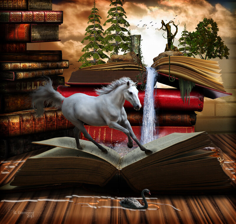 White Horse on Book