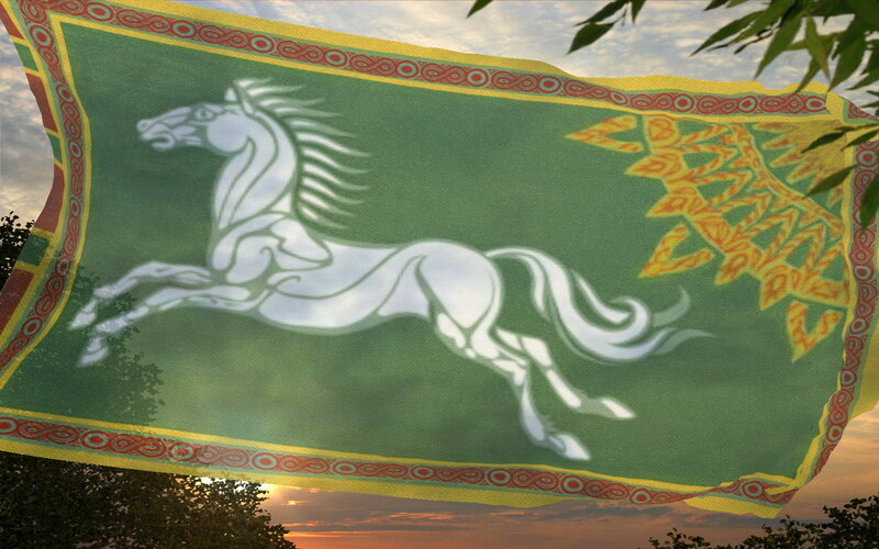 White Horse on Green Flag