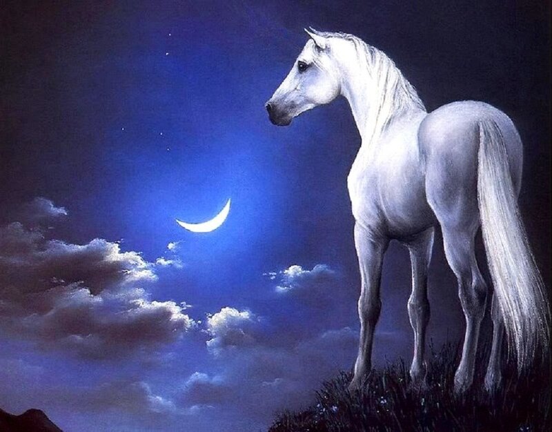 White Horse on Hill — Blue
