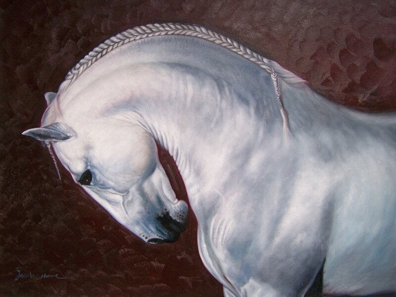White Horse Portrait — Dramatic, Painting, Braid