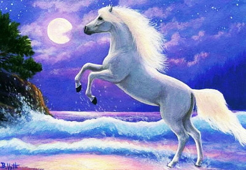 White Horse Rearing — Purple