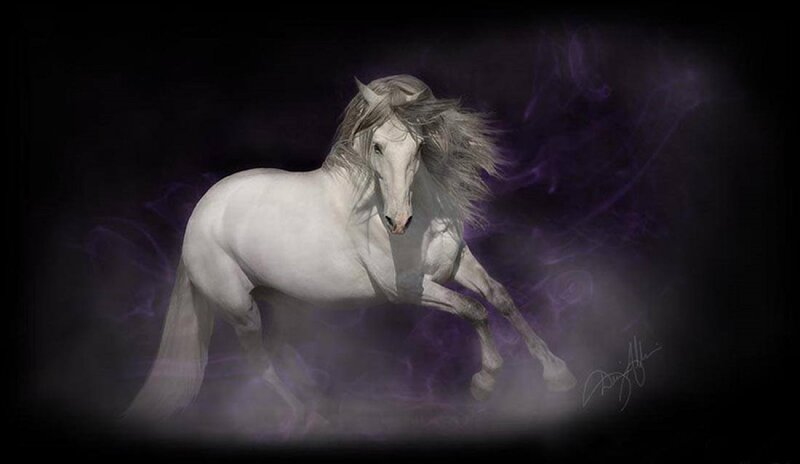 White Horse Running — Dramatic, Digital Art, Smoke