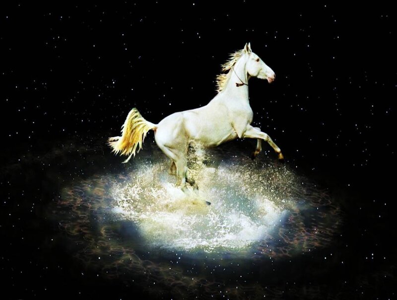 White Horse Running — Dramatic, Night