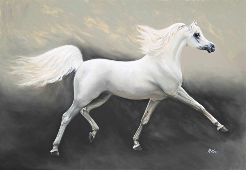 White Horse Running — Dynamic, Painting, Tail