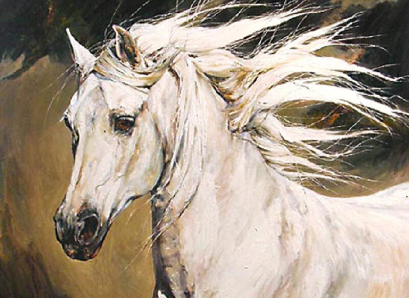 White Horse Running — Dynamic, Painting