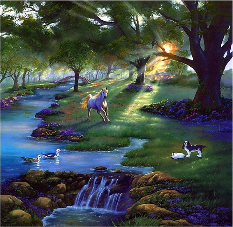 White Horse Running — Green, Serene