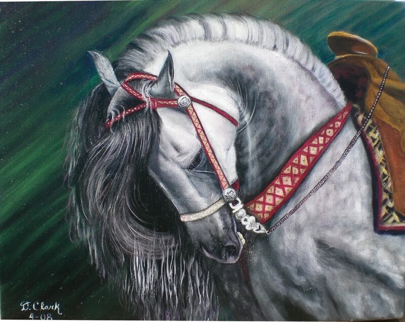 White Horse with Bridle — Gray