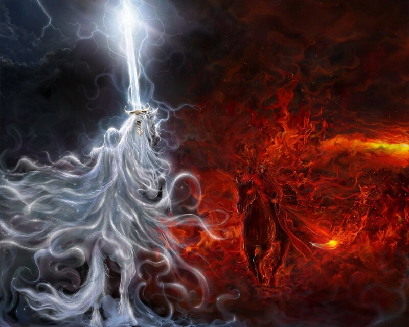 White Horse with Lightning