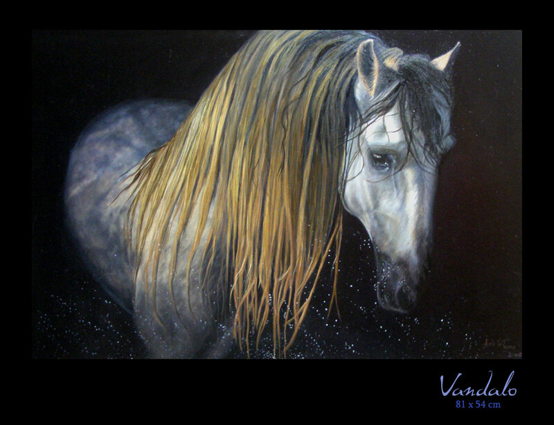 White Horse with Long Mane — Black, Dramatic