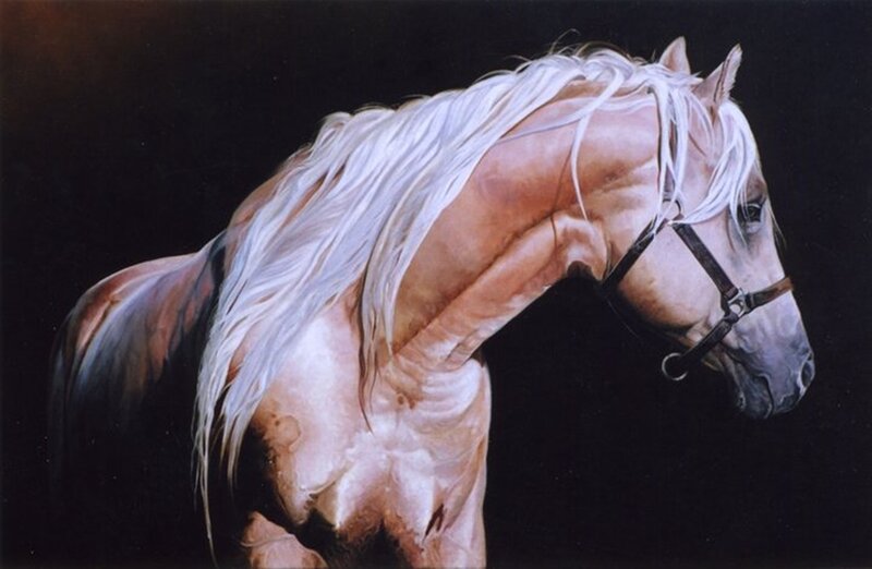 White Horse with Long Mane — Dramatic, Painting