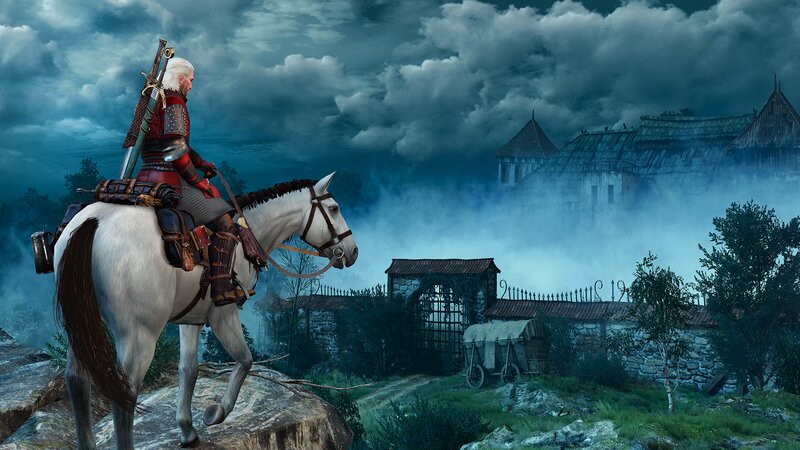 White Horse with Rider — Blue