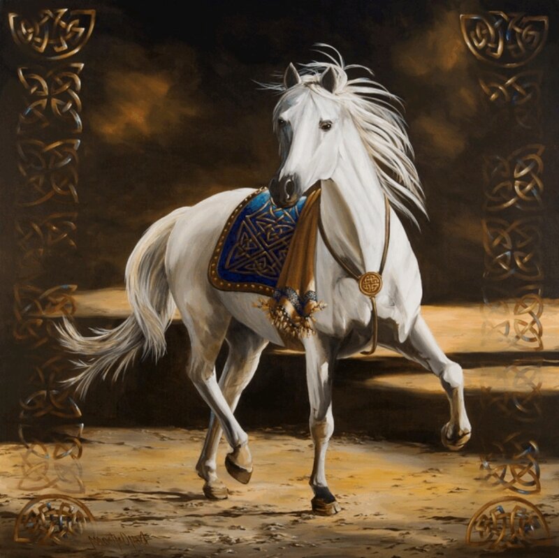 White Horse with Saddle — Dramatic