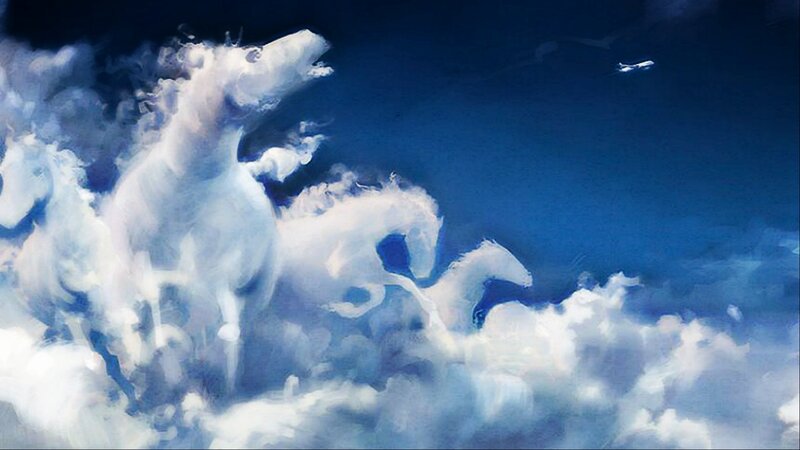 White Horses in Clouds