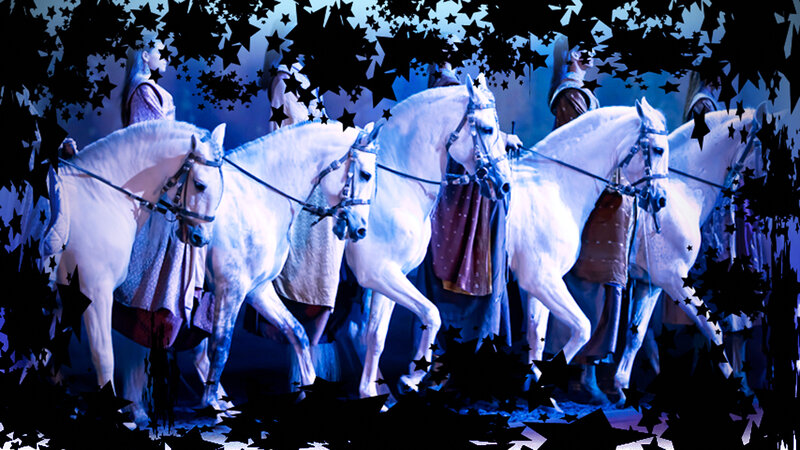 White Horses in Parade — Blue