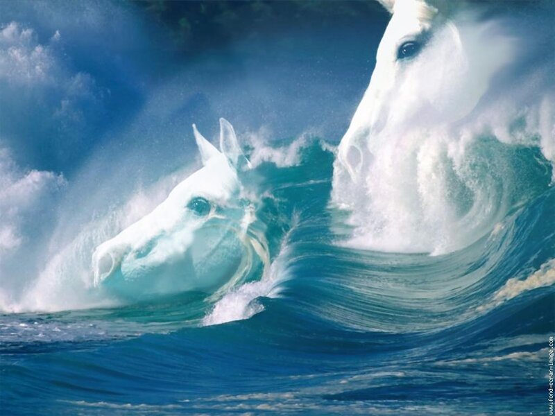 White Horses in Waves
