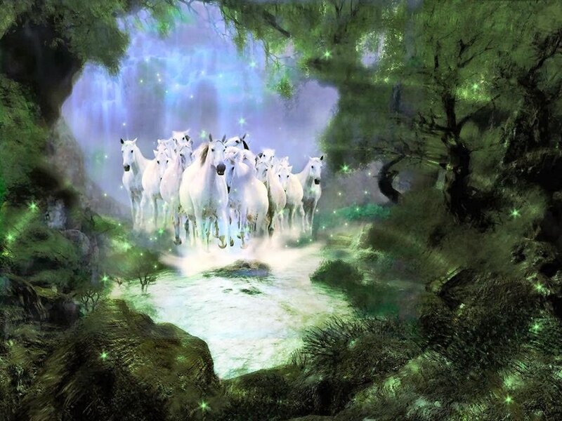 White Horses Running — Green