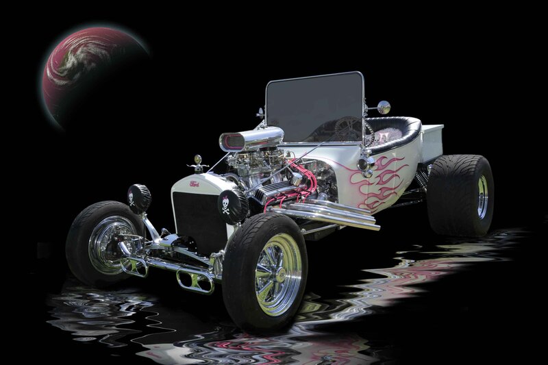 White Hot Rod Car — Black