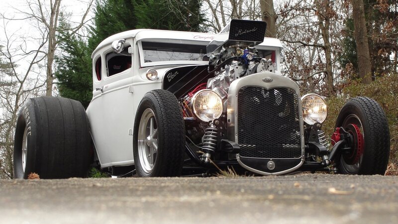 White Hot Rod Car — Dramatic, Autumn