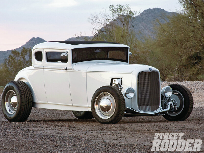 White Hot Rod Car — Dramatic, Sunset