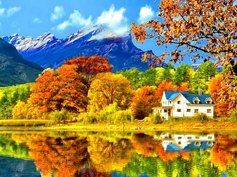 White House by Lake — Blue, Serene