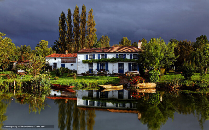 White House by Lake — Green, Dramatic, Afternoon