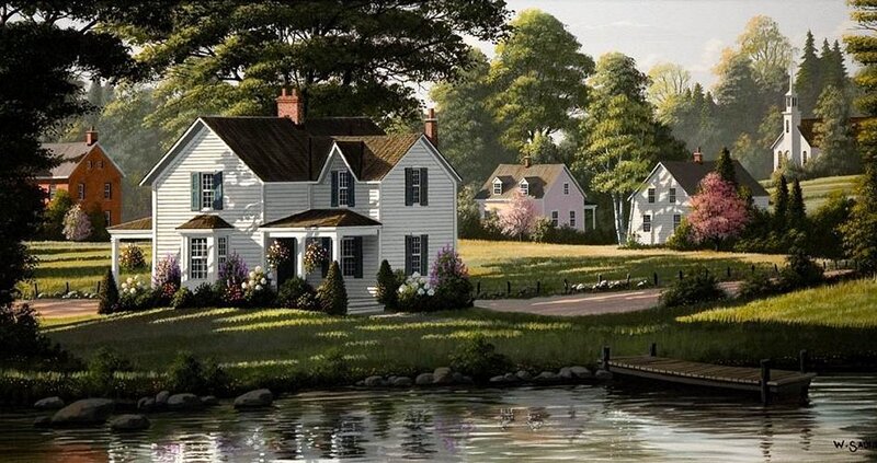 White House by Lake — Green, Serene