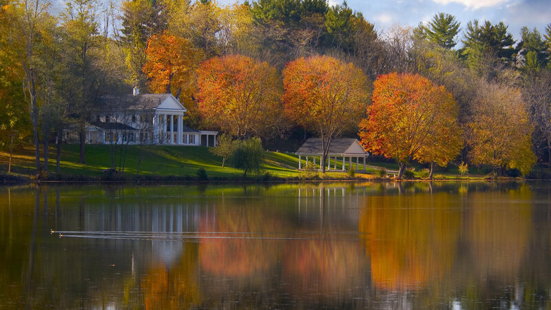 White House by Lake — Orange, Serene