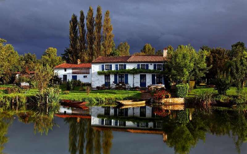 White House by Pond — Green, Dramatic