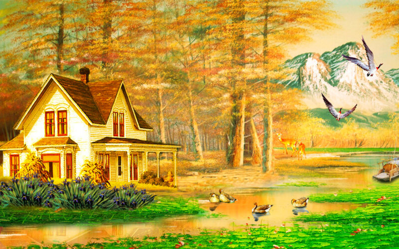White House in Autumn — Yellow, Serene
