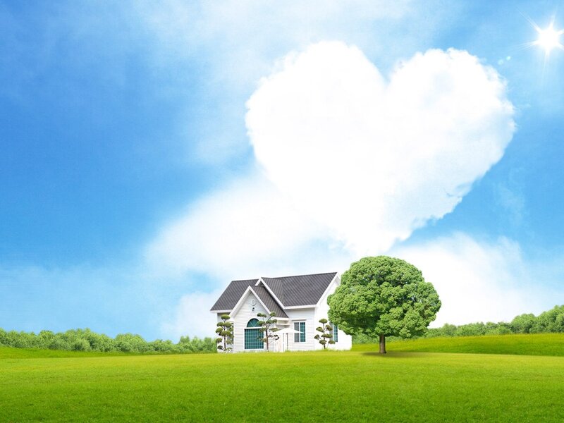 White House in Field — Blue