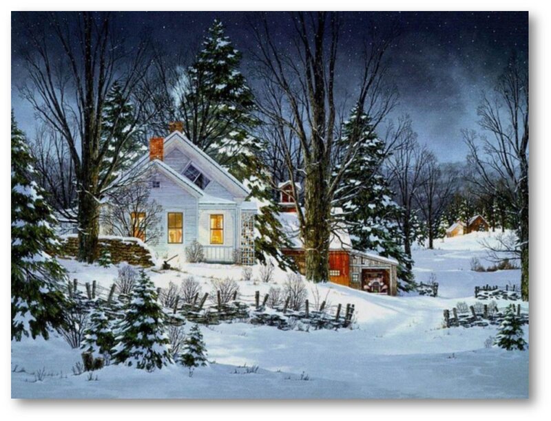 White House in Snow — Serene, Night