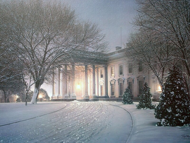 White House in Snow — Serene, Winter