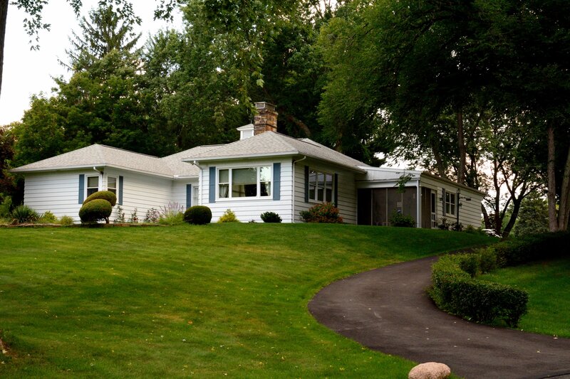 White House on Hill — Green, Serene, Afternoon, Photograph, Trees
