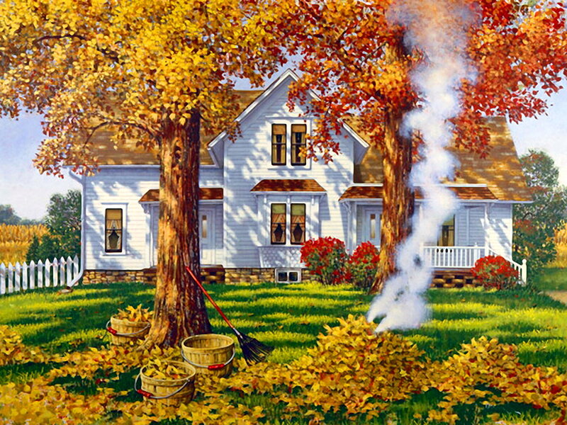 White House with Autumn Trees