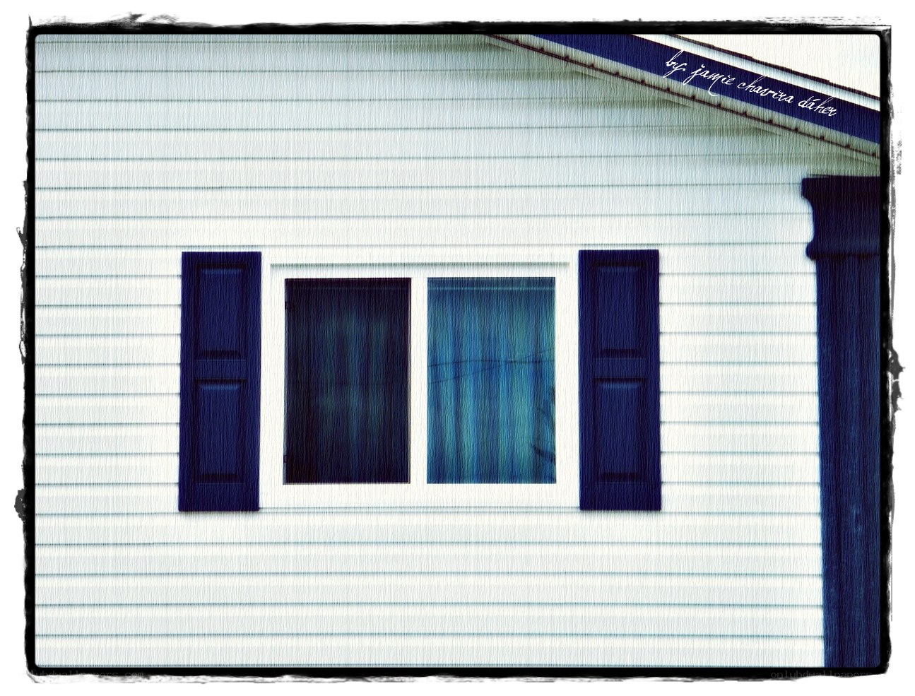 white house with blue shutters