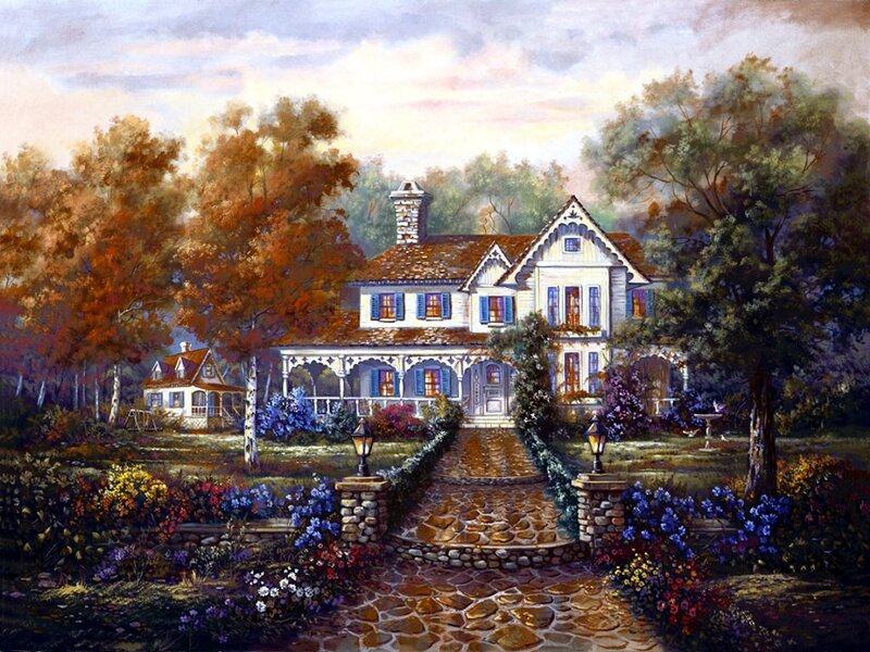 White House with Garden — Brown