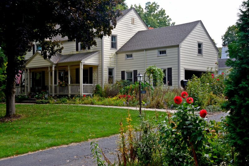 White House with Garden — Green, Serene, Summer, Photograph
