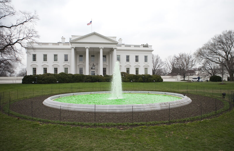 White House with green fountain