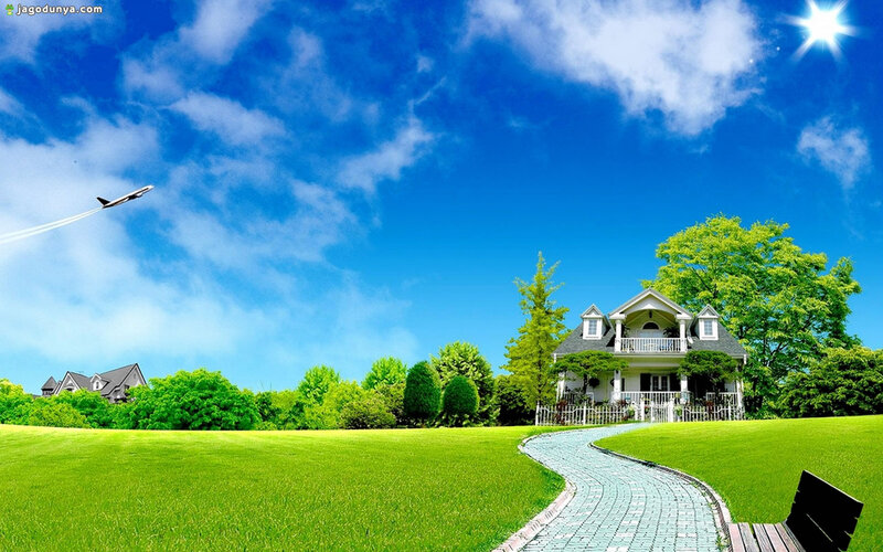 White House with Green Lawn — Blue
