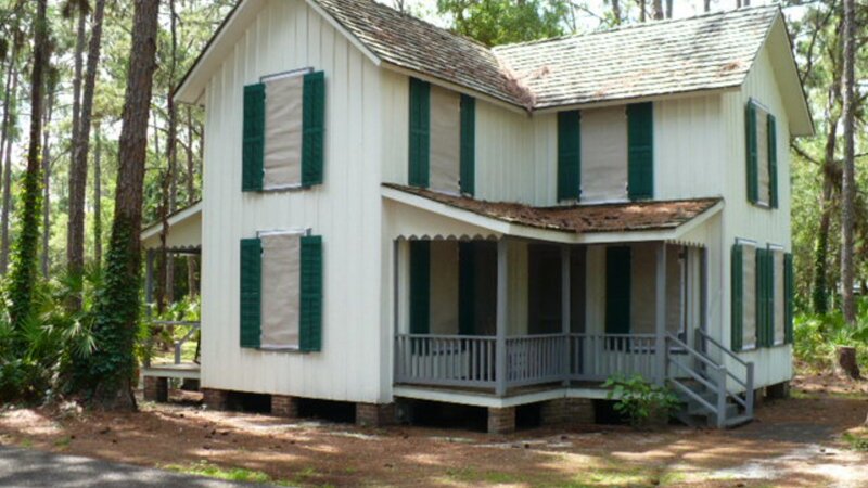 White House with Green Shutters — Serene