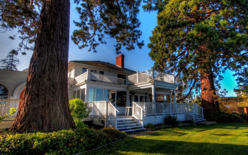 White House with Porch — Green, Serene, Afternoon, Photograph