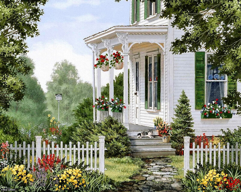 White House with Porch — Serene